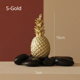 elvesmall Nordic Light Luxury Pineapple Decoration,Golden Fruit Shape Living Room Porch Home Decoration Figurines Gift Wedding Props