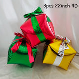 elvesmall 22inch Red Green Christmas Gift Boxes Foil Balloons Lollipop Canes Ball Xmas Decoration Party Favor Christmas Decoration Air Glo