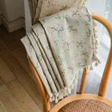 elvesmall Semi Blackout Curtains for Kitchen Living Room Bedroom Home Decoration Curtain Japanese Korean Style Cotton Linen Tassel Print