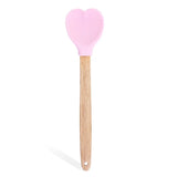 elvesmall Pink Love Silicone Spatula Heart-Shaped Spatulas with Wooden Handle Baking Spatula Kitchen Utensils Egg Making Cake Baking Tool