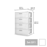 elvesmall Sterilite Storage Box Organizer 4 Drawer Wide Weave Tower White Storage Boxes & Bins