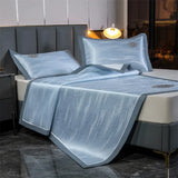 elvesmall 800D Carbon Light Fibres Summer Cool Bed Sheet Set Luxury Jacquard Cooling Summer Mat and Pillowcase Breathable Cooler Mat Bed