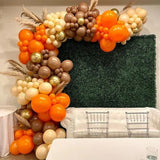 elvesmall 132Pcs Orange Balloons Garland Arch Kit Chrome Metallic Gold Brown Balloon for Baby Shower Bridal Shower Birthday Party Decor