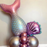 elvesmall Mermaid Party Balloons 32inch 1 2 3 Foil Number Balloon Girls' Mermaid Tail Birthday Party Decorations Baby Shower Helium Globos