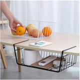 elvesmall Kitchen Closet Shelves Cupboard Hanging Under Shelf Storage Iron Mesh Basket Cabinet Door Organizer Rack Desk Closet Holders