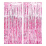 elvesmall 2Pcs 2m Metallic Foil Tinsel Curtain Kids Birthday Wedding Bachelorette Party Tassel Background Decorations Baby Shower New Year