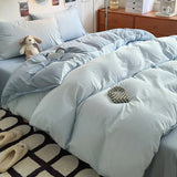 elvesmall New Duvet Cover Super Soft Pure Color Wash Quilt Cover 4-piece Bedding Set 3-piece Dormitory 180x220 200x230 Skin-friendly