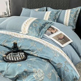 elvesmall Bedding Set French Style Princess 2024 New Thickened Washed Cotton Relief Embroidery Queen King Size High Quality Duvet Cover