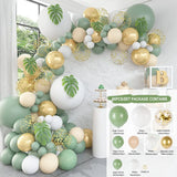 elvesmall  Avocado Green Gold Balloon Garland Arch Kit Wedding Birthday Party Kids Baby Shower Decor 1st Birthday Confetti Letax Ballons