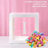 elvesmall Transparent Balloon Letter Box Baby Shower Decoration Birthday Wedding Custom Name Balloon Box 1st Birthday Party Decorations
