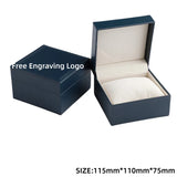 elvesmall  Black Matte PU Leather Square Clamshell Watch Storage Box Provide Free Logo Carving Service Personalized Logo Customization Gift