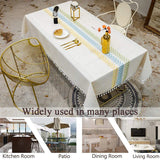 elvesmall Embroidery Tassel Tablecloth,Cotton Linen Dust Proof Dinner Table Cover,for Kitchen Dining Room Party Home Tabletop Decoration