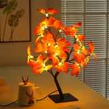 elvesmall 24 LED Fairy Flower Tree Table Lamps Maple Leaf Lamp Rose Night Light USB Operated Gifts for Wedding Party Hallowmas Decoration