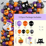 elvesmall 115PCS Halloween Balloon Wreath Set Pumpkin Ghost Foil Balloon Halloween Birthday Anniversary Ball Day of The Dead Decoration