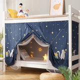 elvesmall Cartoon Upper Bunk Lower Bunk Mosquito Net Double Layer Student Dormitory Mosquito Net Thickened Dust-proof Blackout Bed Curtain