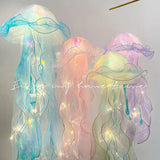 elvesmall  Jellyfish Lamp Holiday Atmosphere Lamp Portable Lantern Purple Jellyfish Night Light Indoor Party Decoration Lighting Night Lamp