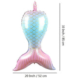 elvesmall Mermaid Party Balloons 32inch 1 2 3 Foil Number Balloon Girls' Mermaid Tail Birthday Party Decorations Baby Shower Helium Globos