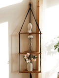 elvesmall Wooden Corner Shelf Wall Decor Pot Storage Display Stand Macrame Floating Shelf Wall Organizer Boho Room Nordic Home Decoration