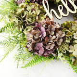 elvesmall  Artificial Hydrangea Wreath for Front Door Home Decoration Hydrangea Garland Wall Background Wedding Party Decor Hello Wreath