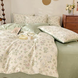 elvesmall Lace Style Bedding Set Pure Cotton Bed Sheets Set Girls Room Bedclothes Skin-friendly Duvet Cover Set for Home