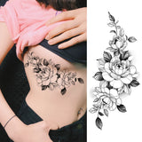 elvesmall Women's Fashion Flower Temporary Tattoos Sticker Fake Rose Feather TatooS Decal Waterproof Body Art Legs Arm Tatoos For Women