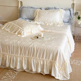 elvesmall  4pc Luxury French style double bed comforter set silky Spring Duvets Lyocell bedding set room decor Summer Quilt cooling blanket