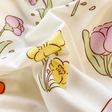 elvesmall Pastoral Girls Flower Bedding Sets, Washed Cotton Bed Linens, Soft Quilt Cover Sheet Set, Simple Bedspread, Home Textiles