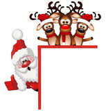 elvesmall  Santa Claus Door Frame Decoration Wooden Door Corner Santa Claus Elk Sign Holiday Door Decorations For Indoor Outdoor Christmas