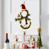 elvesmall  LED Light Snowman Rattan Wreath for Front Door Xmas Decorations Christmas Garland for Home Fireplace Wall Decor New Year
