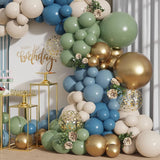 elvesmall 116Pcs Dusty Blue Sage Green Balloons Garland Arch Kit Gold Confetti Balloons for Birthday Wedding Baby Shower Party Decorations
