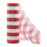 elvesmall 10Yard Christmas Red White Metallic Mesh Ribbon Xmas Tree Candy Cane Decoration Ornament DIY Wreath Bow 2025 New Year Gift 26cm
