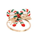 elvesmall  Christmas Napkin Rings Gold Zinc Alloy Bling Napkin Buckle for Christmas Wedding Table Party Decoration New Year Napkin Holder