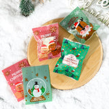 elvesmall 100pcs Hot Seal Christmas Cookie Bags Handmade Candy Nougat Baking Packaging bag Christmas Decorations  New Year  xmas Gift