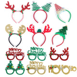 elvesmall Christmas Headbands cute Reindeer Antlers Xmas Tree Glasses Frame for Kids Adults Gift Noel Navidad new year Photo Booth props