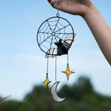 elvesmall Creative Wind Chimes Halloween Decorations Gothic Bat Moon Star Hanging Ornament Window Wall Pendants Holiday Party Home Decors