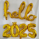 elvesmall 2025 Happy New Year Balloons Banner Rose Gold Number Letter Aluminum Foil Balloon Christmas New Year Eve Party Decor Balls Suppl