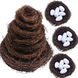 elvesmall 8-25cm Round Rattan Bird Nest Easter Decoration Bunny Eggs Artificial Vine Nest For Home Garden Decor Happy Easter Party Supply