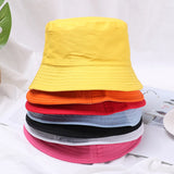 elvesmall Cotton Summer Foldable Bucket Hat Unisex Women Outdoor Sunscreen Hat Pure Color Fishing Hunting Cap Men Basin Chapeau Beach Cap