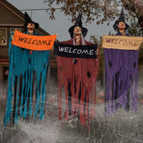 elvesmall  Halloween Hanging Ghost Haunted House Hanging Grim Witch Ghost Horror Props Electric Toys Home Door Bar Club Halloween Decor