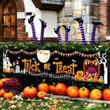 elvesmall Halloween Trick Or Treat Banner Happy Halloween Decoration For Home Pumpkin Bat Ghost Print Backdrop Horror Party Suppiles