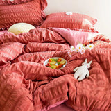 elvesmall Korean Lovely Princess Queen Bedding Set Kawaii Ruffles Comforter Bedding Sets Cute Girl Duvet Cover Set with Sheet Quilt Covers