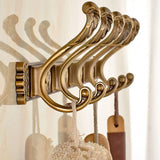 elvesmall New Antique Relief Wall Mounted Coat Hook 5-row Clothes Hooks Behind-door Bag Key Storage Rack Bathroom Towel Rack 2023