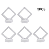 elvesmall 5/10PCS Jewelry Storage Box 3D Packaging Case Gemstone Floating Frame Membrane Ring Coin Display Case Necklace Display Holder