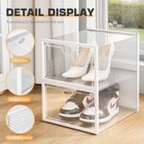 elvesmall  Pinkpum Clear Shoe Boxes Stackable, 12 Pack X- Large Shoe Storage Boxes Clear Stackable Foldable Sneaker Storage Fit