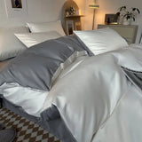 elvesmall  Bedding Set  Luxury Double-Sided Cool Feeling Ice Silk Washed Silk Nordic Style Duvet Cover Bed Sheet Summer Cool Quilt Set Gift