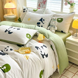 elvesmall Rural Style Bedding Set Fresh Floral Four Piece Set  Girl Heart  Double-layer Gauze   New Meeting Duvet Cover
