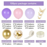 elvesmall Butterfly Pink Purple Balloon Garland Arch Kit Birthday Party Decor Kids Baby Shower Latex Ballon Chain Wedding Party Supplies
