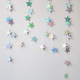 elvesmall 4M Bright Gold Silver Paper Garland Star String Banners Wedding Banner for Party Home Wall Hanging Decoration Baby Shower Favors