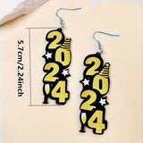 elvesmall Delicate Number 2024 Christmas Dangle Earrings Cute Party Style Acrylic Jewelry Creative Christmas Party Female Earrings