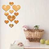 elvesmall 10Pcs/Set Durable Love Heart Stickers Wall Sticker Mirror Mural 3D Decal Simple DIY Decorative Removable Paster Home Decoration